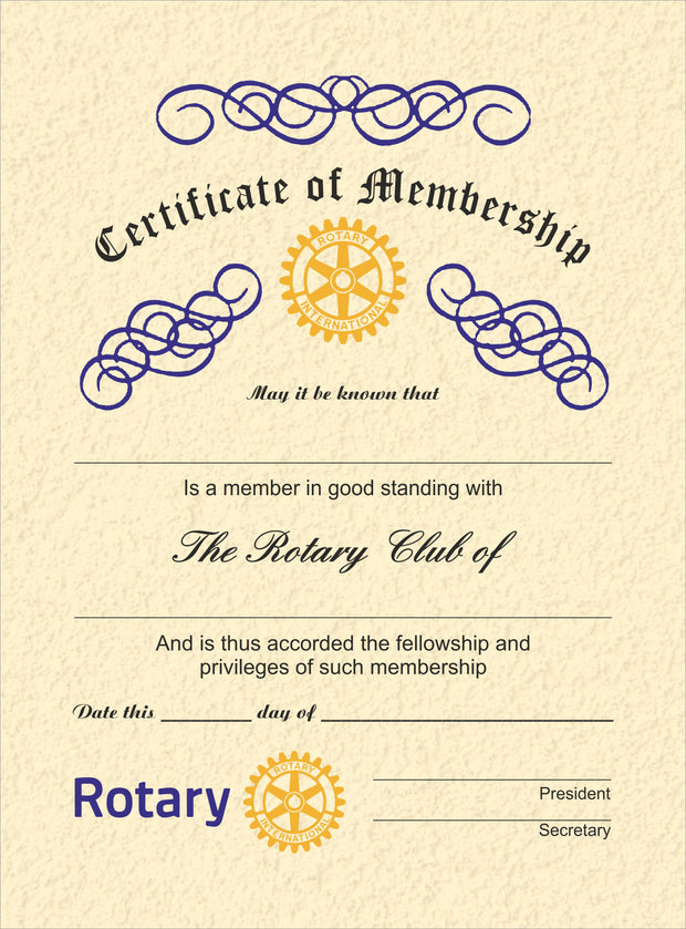Rotary Certificate of membership