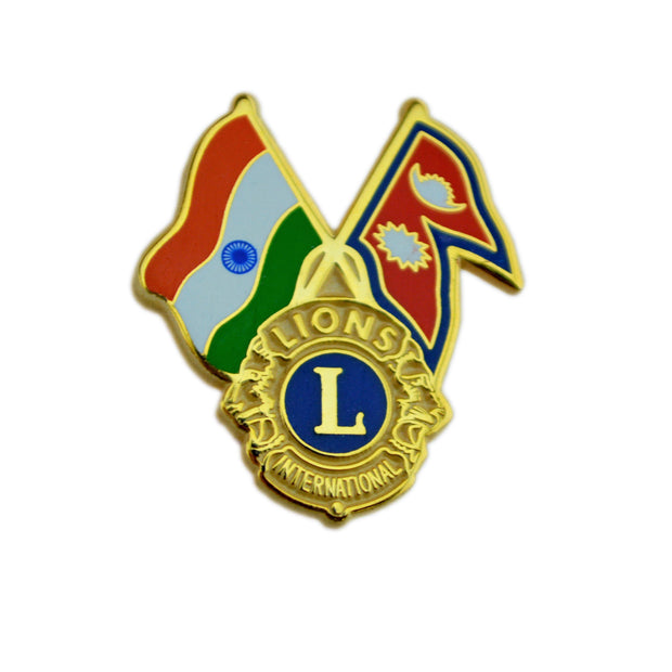Lions, India and Nepalese Flag Pin - Awards California
